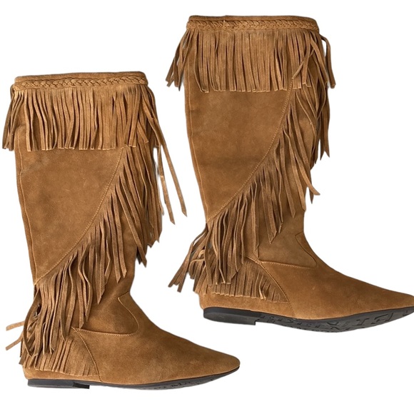 Sam Edelman Utah Suede Leather Fringed Moccasin Boot - Picture 14 of 14